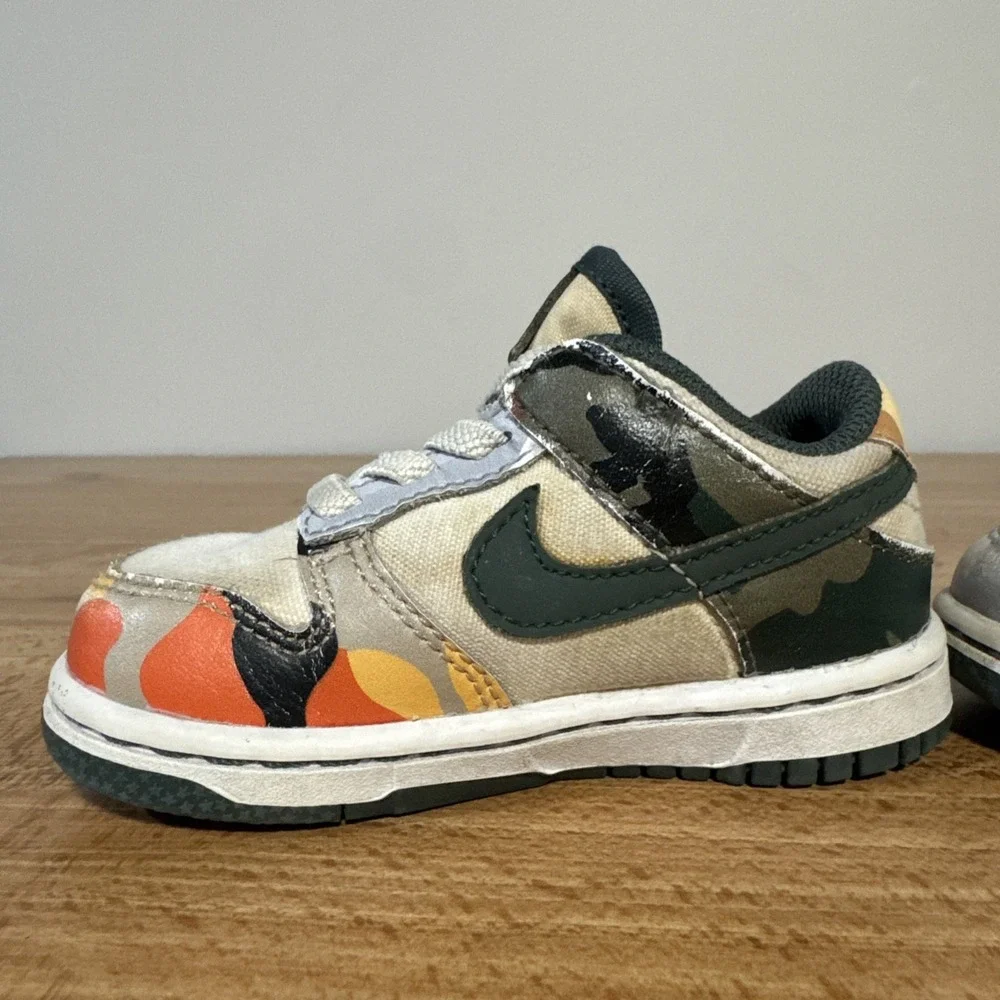Size 6c - Nike Dunk Low SE TD Sail Multi-Camo DB1902 100 Toddler Baby Infant Kid